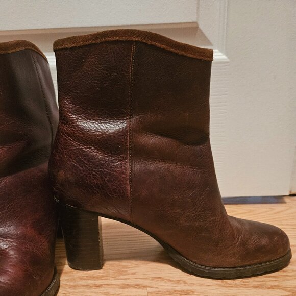 Lauren Ralph Brown Leather Ankle Boots - Picture 3 of 6